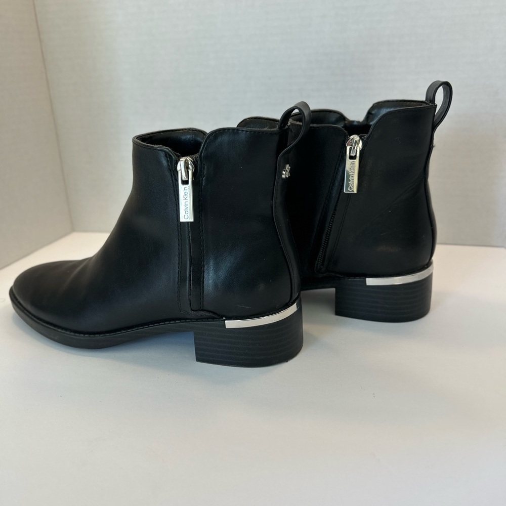 Calvin Klein Black Leather Ankle Booties